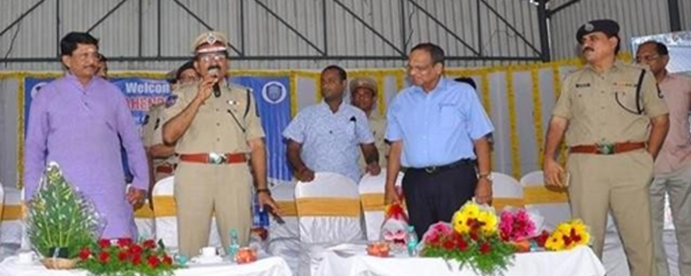Mekins team and Hyderabad Police inaugurating CCTV camera project for city safety