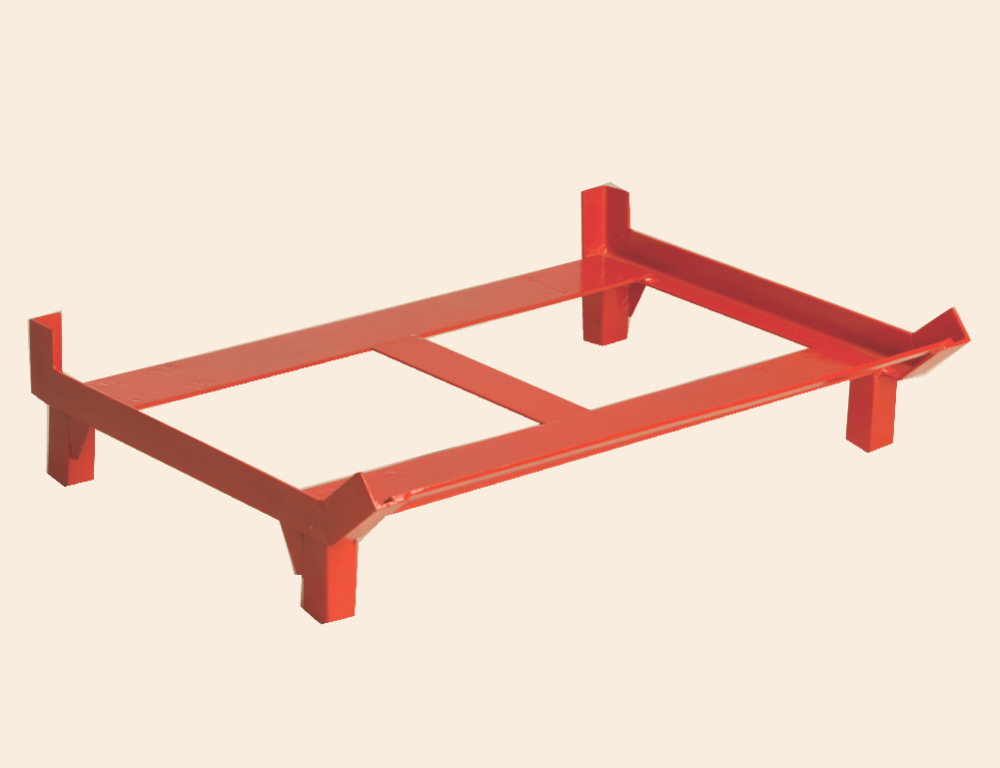 Metal base frame stand for promotional bin support and trolley attachment