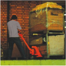 Worker Moving Euro Wire Mesh Pallets